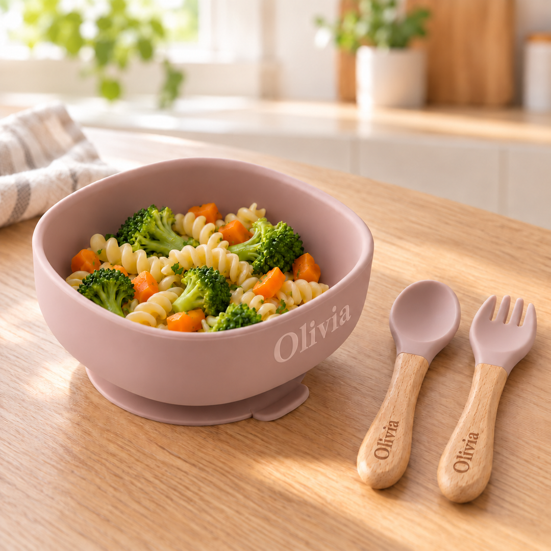 Personalized Silicone Bib & Bowl Feeding Set