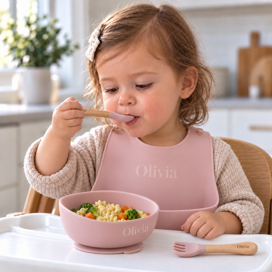 Personalized Silicone Bib & Bowl Feeding Set
