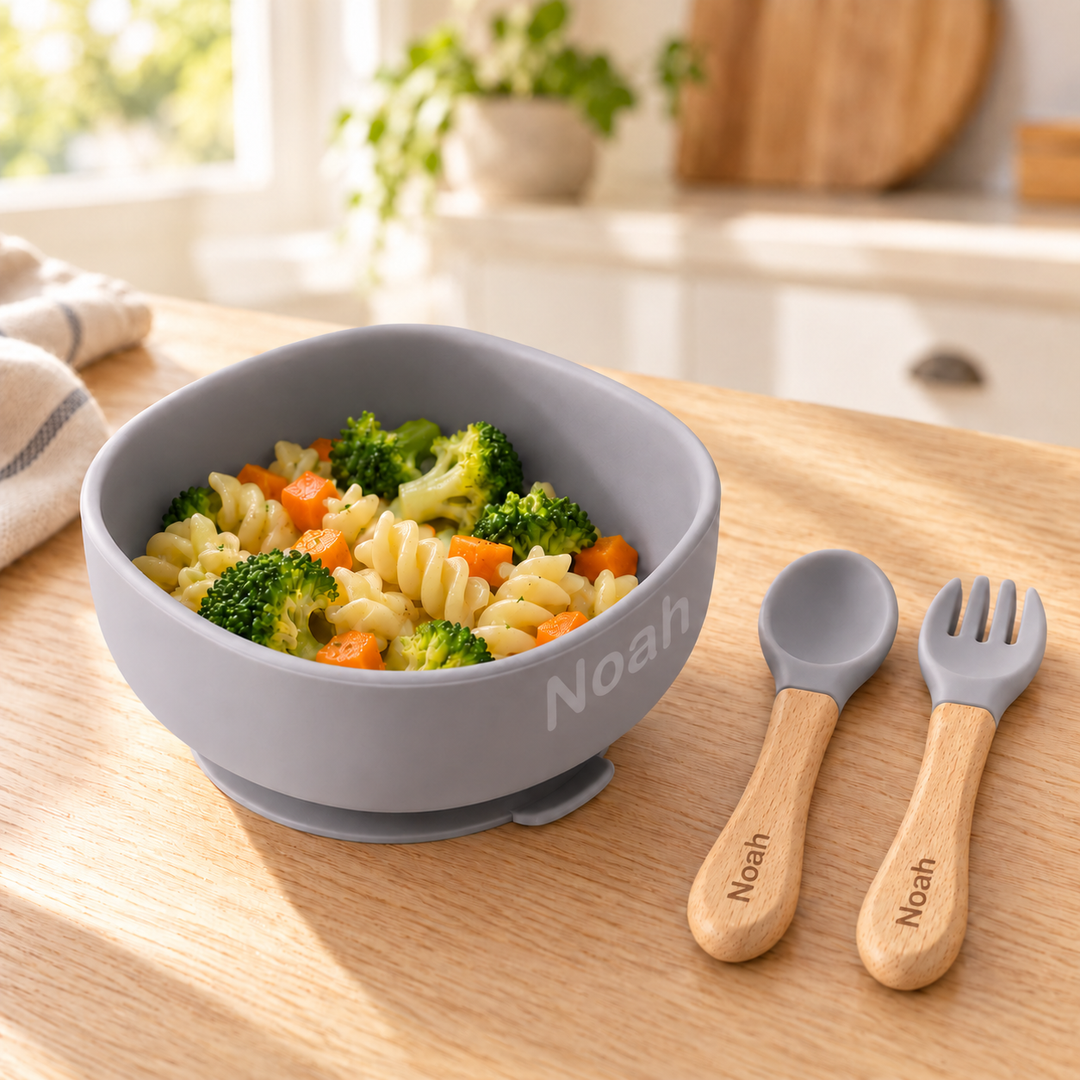 Personalized Silicone Bib & Bowl Feeding Set