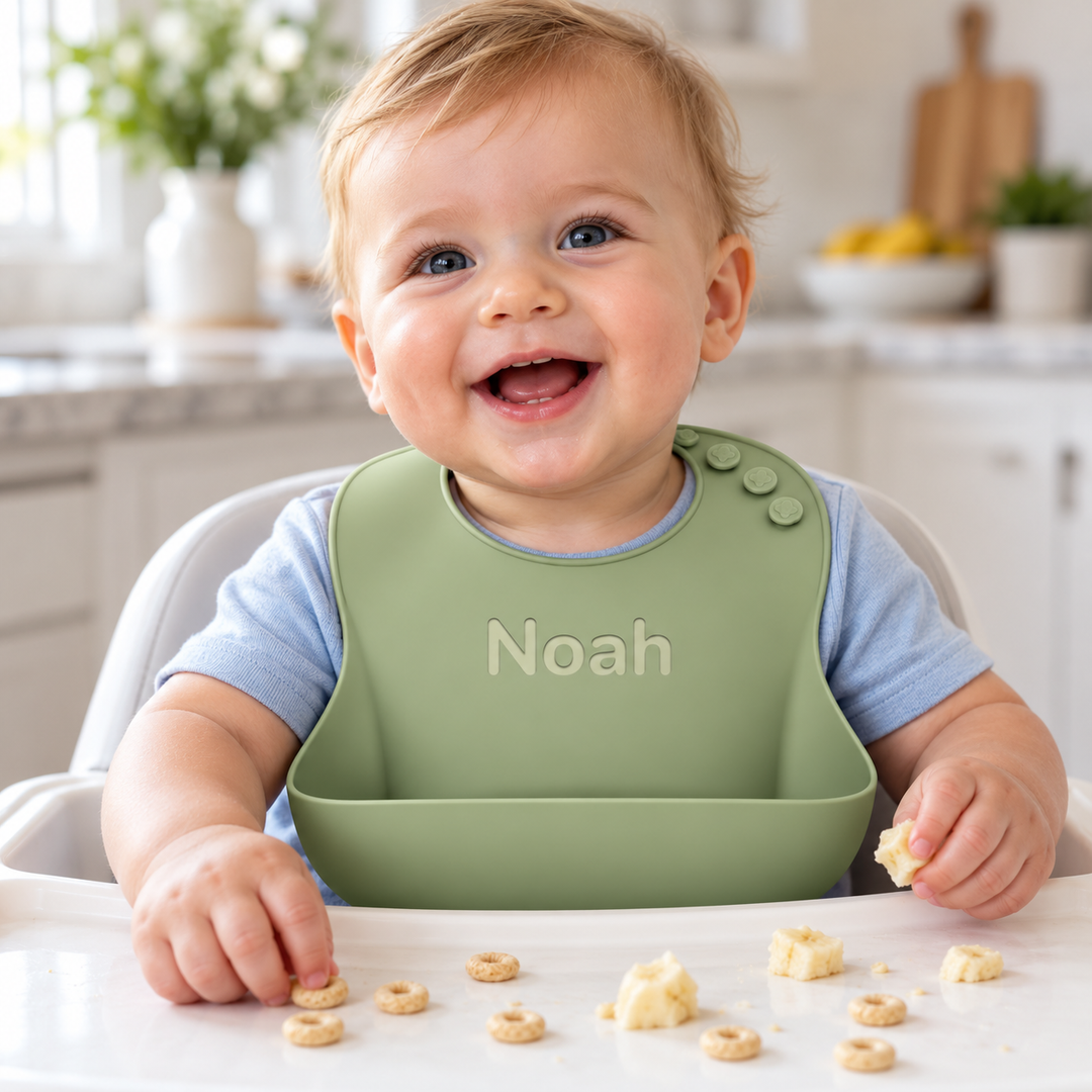 Personalized Silicone Bib & Bowl Feeding Set