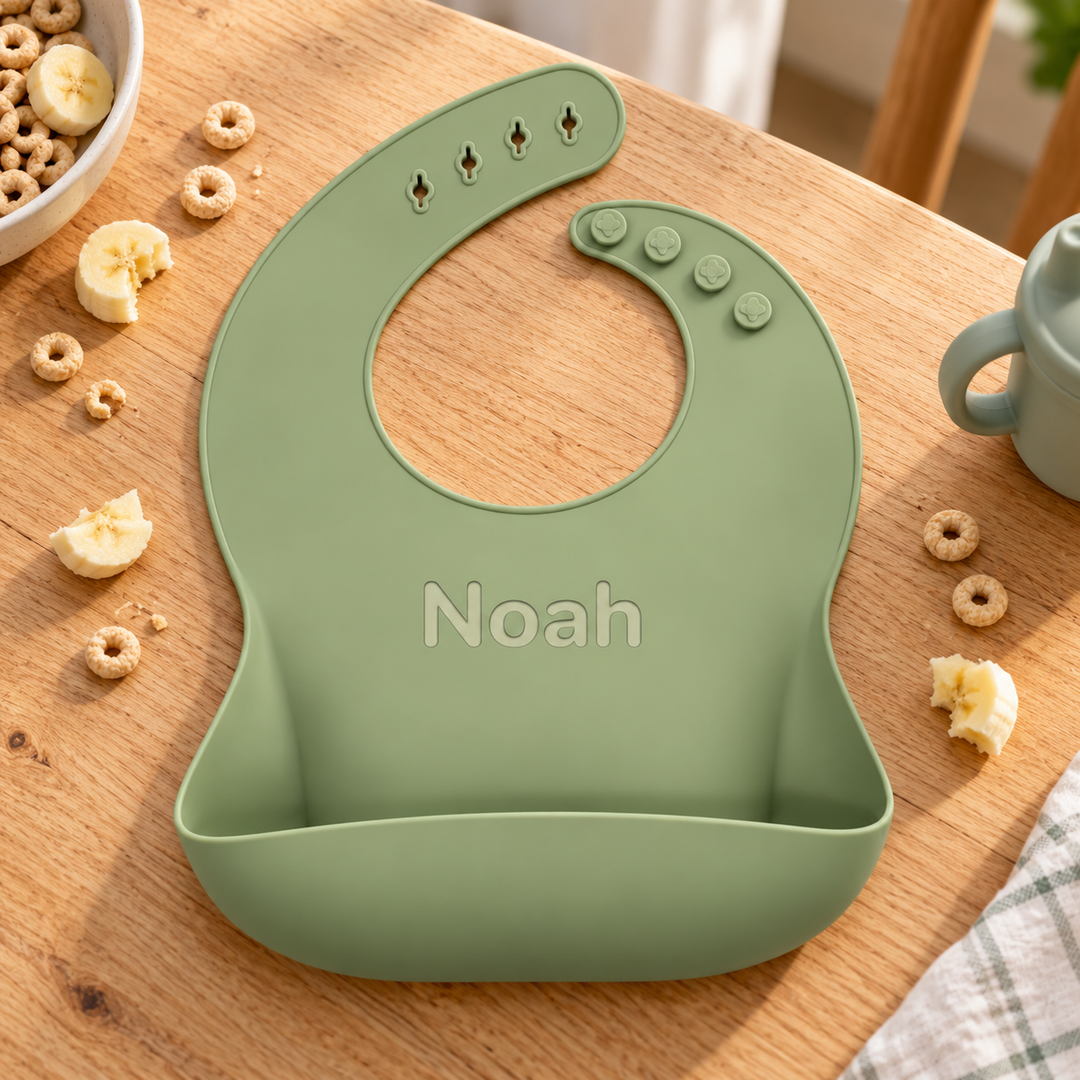 Personalized Silicone Bib & Bowl Feeding Set